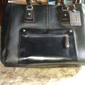 Emma Fox--Park Avenue Black Leather Tote